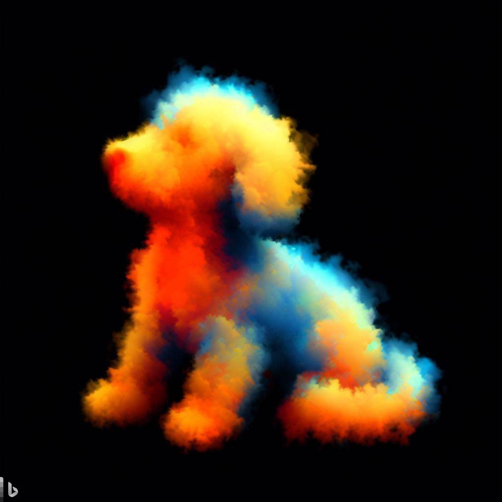 Image of another nebula in the shape of a dog, this time with a white background